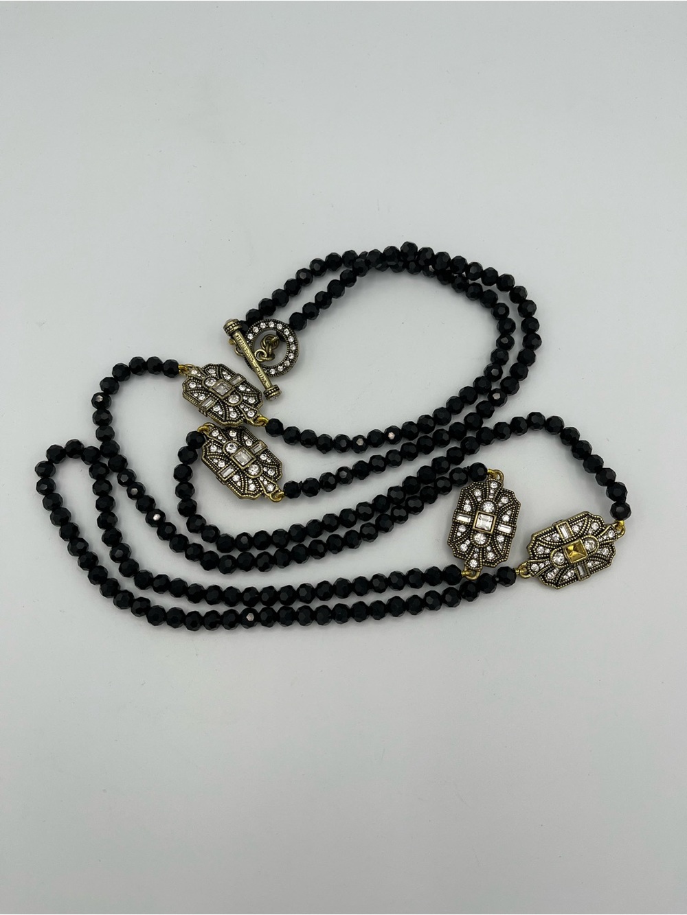 Signed Heidi Daus 48.5" Jet Black Beaded Long Station Necklace - Mint - Picture 3 of 5